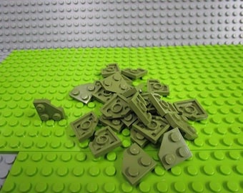 25ct Lego Olive Green Wedge, Plate 2 x 2 Cut Corner