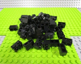 50ct Lego Black Brick, Modified 1 x 2 with Studs on 1 Side