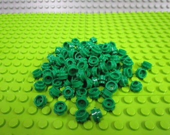 100ct Lego Green Plate, Round 1 x 1 with Flower Edge (5 Petals)