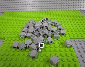 50ct Lego Light Bluish Gray Brick, Modified 1 x 1 with Clip (Horizontal Grip)