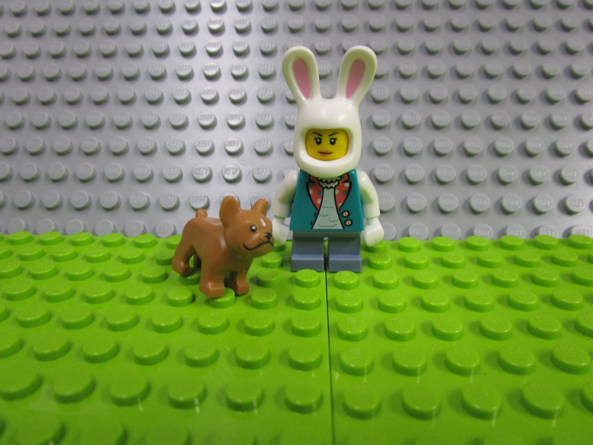 Lego Easter Bunny Costume Girl with Dog