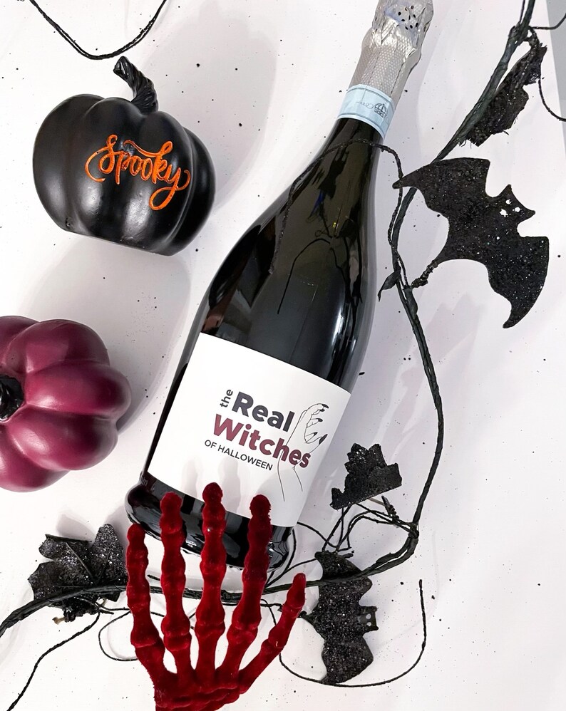 Real Witches of Halloween Wine Label Set, Wine Labels, Spooky Season ...