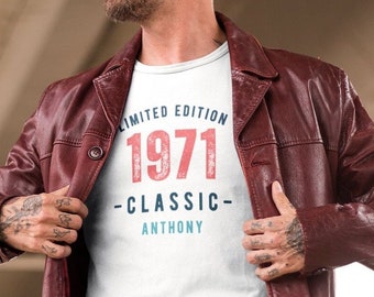 Camisa personalizada vintage, camisa de edición limitada, clásica, camisa vintage personalizada, camisa vintage 1971, camisa clásica de cumpleaños, nombre y año personalizados