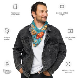 Mushroom Bandana: Forest Fungi Neck Scarf, Botanical Gift