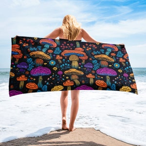 Mushroom Beach Towel: Fungi Lover Gift, Forest Bath Decor
