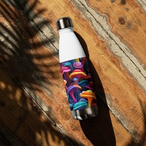 Mushroom Themed Water Bottle, Fungi Jar, Forest Inspired Container, Toadstool Drinking Flask, Fungus Water Canteen, Mycology Lover Gift