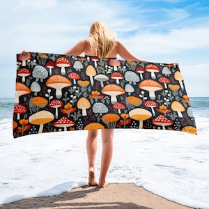 Mushroom Beach Towel: Fungi Lover Gift, Forest Bath Decor