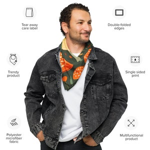 Mushroom Bandana: Fungi Neck Scarf, Botanical Lover Gift