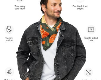 Mushroom Bandana: Fungi Neck Scarf, Botanical Lover Gift
