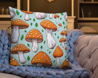 Pilzkissen, besticktes Pilzkissen, Walddeko, Cottagecore-Pilzgeschenk