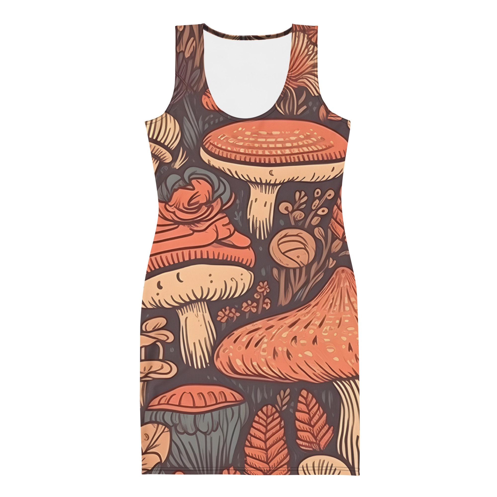 Mushroom Dress for Ladies , Women Fungi Evening Gown, Forest Inspired