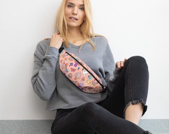 Mushroom Fanny Pack, Cottagecore Belt Bag, Botanical Crossbody Waist Bag, Woodland Festival Bag, Forestcore Travel Accessory
