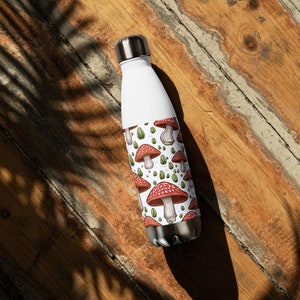 Mushroom Themed Water Bottle, Fungi Jar, Forest Inspired Container, Toadstool Drinking Flask, Fungus Water Canteen, Mycology Lover Gift