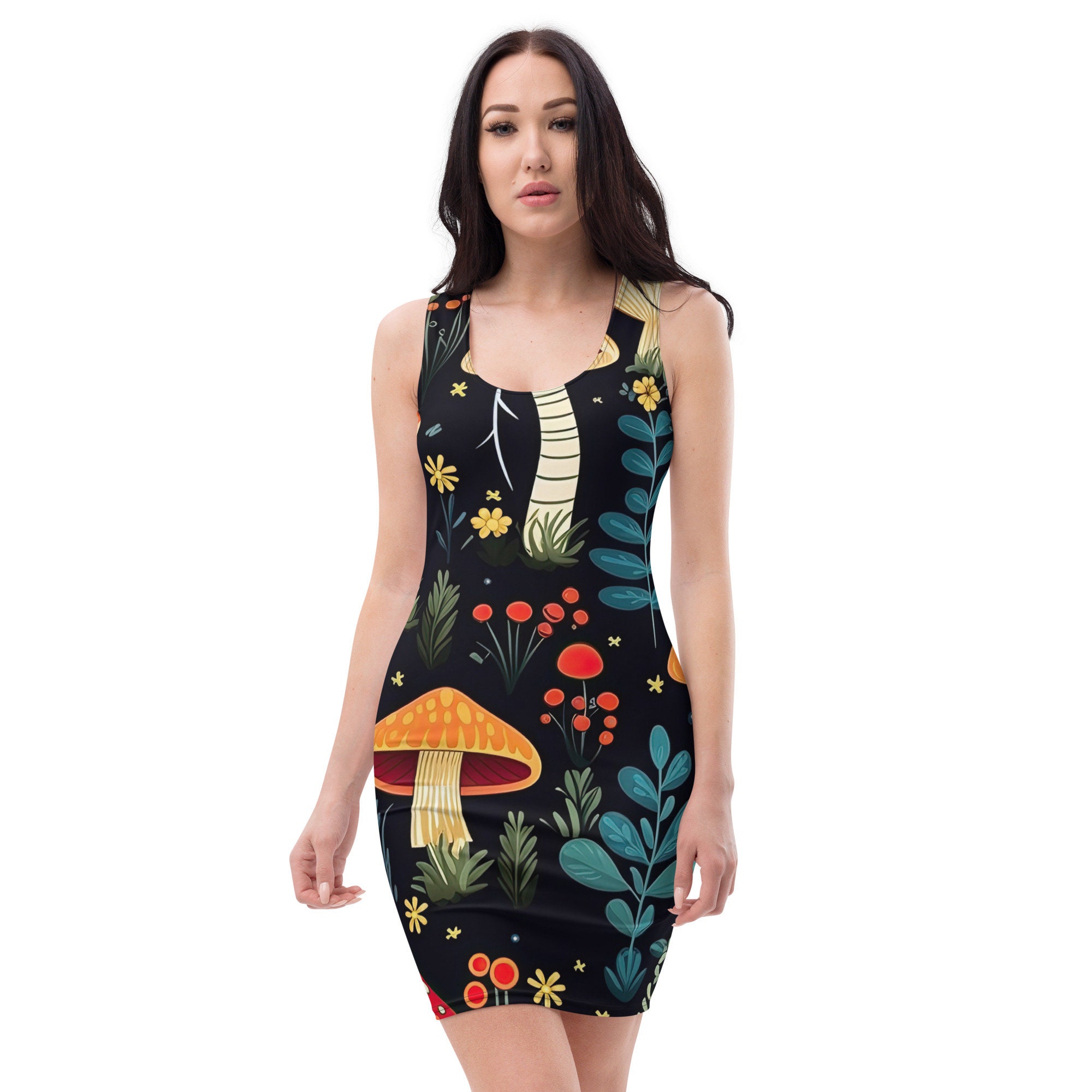 Mushroom Dress, Fungi Evening Gown, Forest Inspired Party Attire