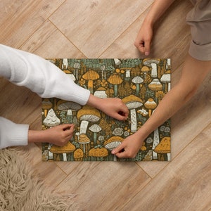 Mushroom Themed Puzzle, Fungi Rustic Game, Forest Inspired Game, Toadstool Riddle, Fungus Jigsaw, Woodland Enigma, Fungi Lover Gift