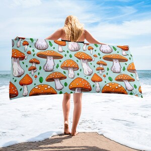 Mushroom Beach Towel: Fungi Lover Gift, Forest Bath Decor
