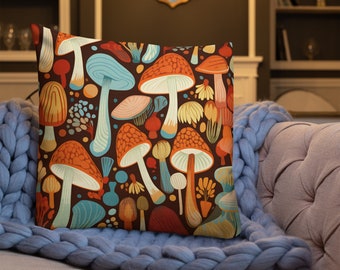 Pilzkissen, besticktes Pilzkissen, Walddeko, Cottagecore-Pilzgeschenk
