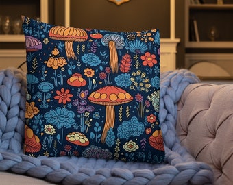 Pilzkissen, besticktes Pilzkissen, Walddeko, Cottagecore-Pilzgeschenk