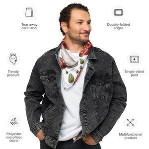 Mushroom Bandana: Forest Fungi Neck Scarf, Botanical Gift