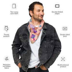 Mushroom Bandana: Fungi Neck Scarf, Botanical Lover Gift