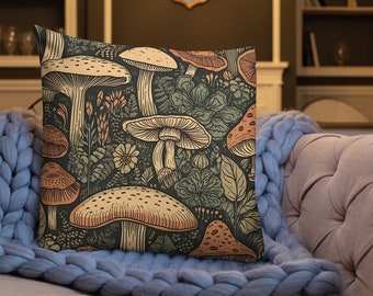 Pilzkissen, besticktes Pilzkissen, Walddeko, Cottagecore-Pilzgeschenk