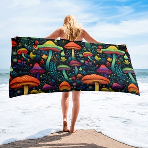 Mushroom Beach Towel: Fungi Lover Gift, Forest Bath Decor