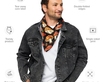 Mushroom Bandana: Fungi Neck Scarf, Toadstool Turban