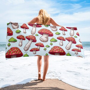 Mushroom Beach Towel: Fungi Lover Gift, Forest Bath Decor
