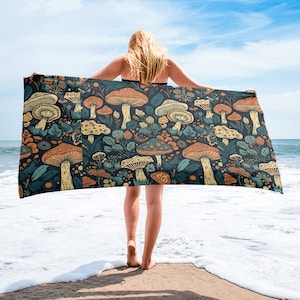 Mushroom Beach Towel: Fungi Lover Gift, Forest Bath Decor