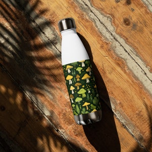 Mushroom Themed Water Bottle, Fungi Jar, Forest Inspired Container, Toadstool Drinking Flask, Fungus Water Canteen, Mycology Lover Gift