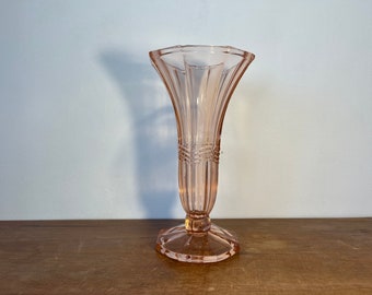 Vintage Pink Pressed Glass Tulip Vase