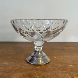 Vintage Cut Crystal Compote with Silver Plated Pedestal