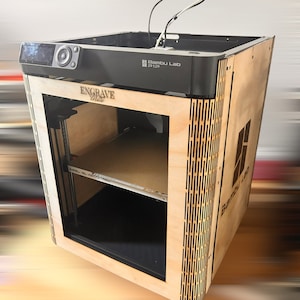 Bambu Lab P1P wood laser cut enclosure