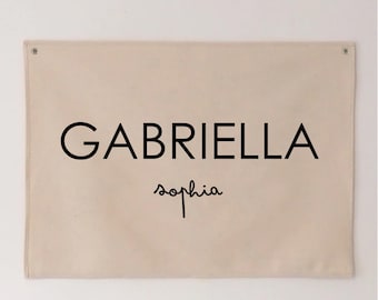 Custom Baby Name Canvas Banner, Boho Nursery Decor