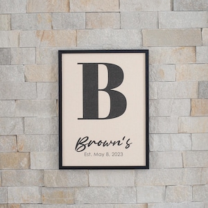 Nom de famille personnalisé, nom de famille, cadeau de douche nuptiale, monogramme, mariage, anniversaire, cadeau de pendaison de crémaillère, enseigne établie,