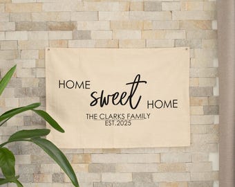 Personalized Home Sweet Home Canvas Banner, Family Name Sign