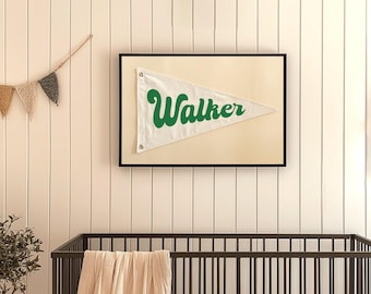 Custom Name Pennant Flag, Boho Nursery Decor, Kids Room Art