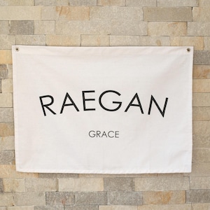 Bandera de lona personalizada con nombre de bebé, para niños y niñas, letrero con nombre para guardería, pancarta con nombre personalizado, decoración de pared para guardería, decoración de habitación de niños, regalo para bebé