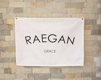 Personalized Baby Name Canvas Banner, Nursery Decor