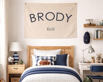 Personalized Baby Name Canvas Banner, Nursery Wall Decor
