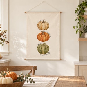 Personalized Pumpkin Patch Banner, Custom Family Name Fall Decor, Thanksgiving Canvas Wall Hanging, Autumn Pumpkin Sign