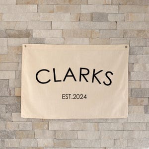 Family Name Sign, Bridal Shower Gift, Last Name Sign Canvas Flag, Wedding Gift, Anniversary Gift, Housewarming Gift, Family Established Sign