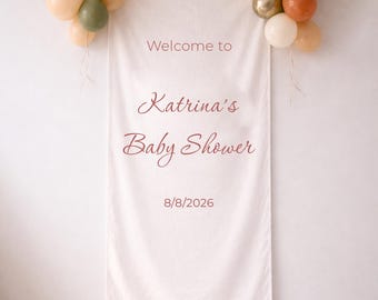 Personalized Welcome to Baby Shower Banner, Custom Name Canvas Flag