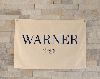 Custom Baby Name Canvas Nursery Banner, Personalized Decor