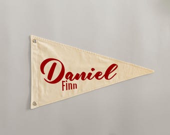 Custom Name Canvas Pennant Flag, Boho Nursery Decor