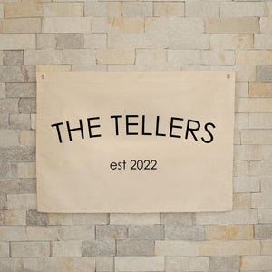 Family Name Sign, Bridal Shower Gift, Last Name Sign Canvas Flag, Wedding Gift, Wedding Banner Sign, Wedding Decor, Family Established Sign