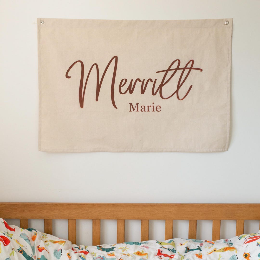 Girl Name Flag, Custom Canvas Flag, Girl Nursery Name Sign, Nursery ...