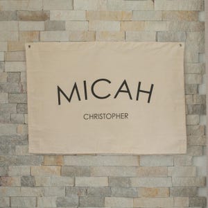 Personalized Canvas Name Banner for Babies & Kids, Boys Custom Name Banner, Girl Name Tapestry, Various Size Flags, Baby Shower Nursery Gift