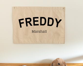 Custom Baby Name Canvas Flag, Nursery Wall Decor