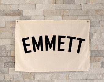 Custom Baby Name Canvas Flag, Boho Nursery Decor